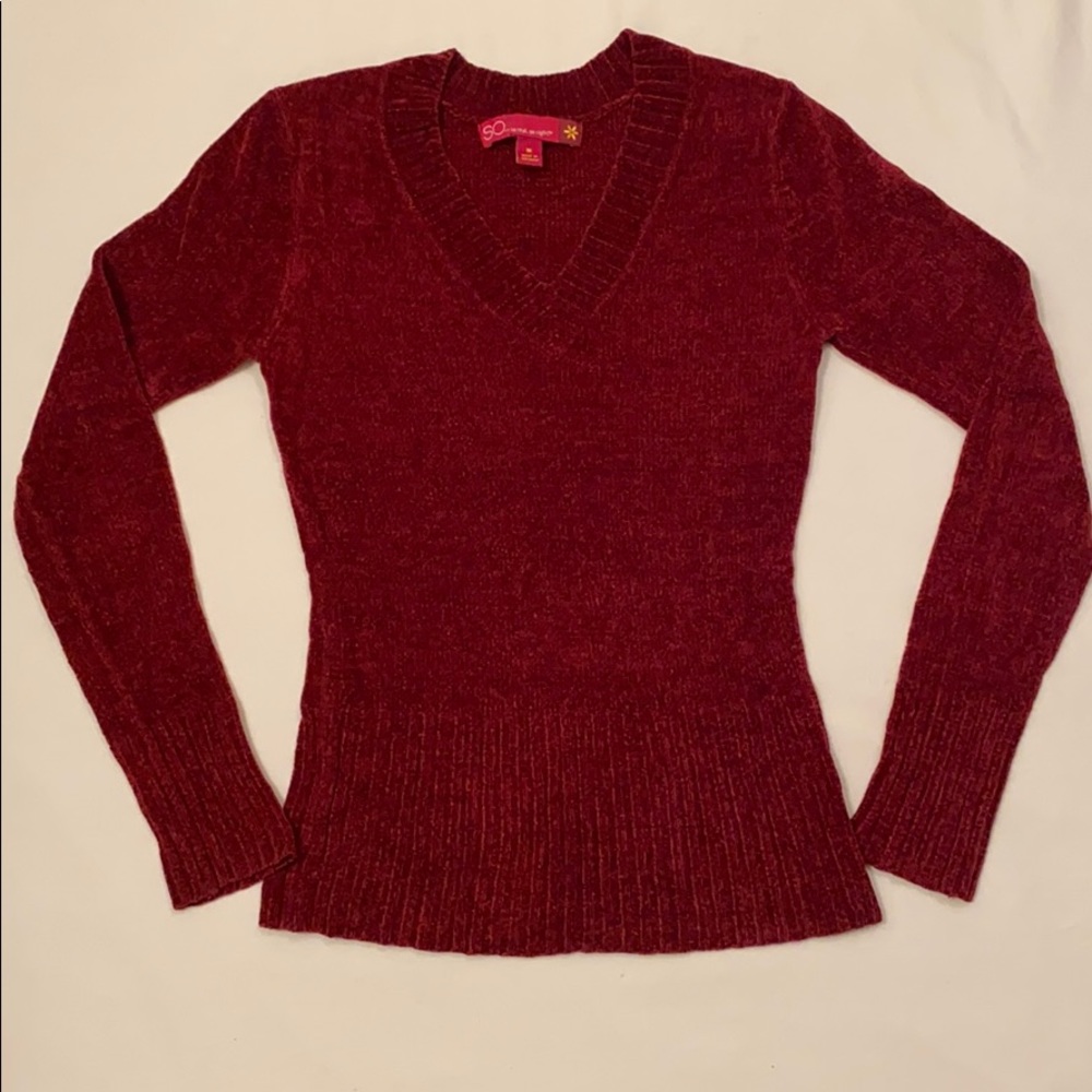 SO... so real. So right Burgundy V Neck Sweater